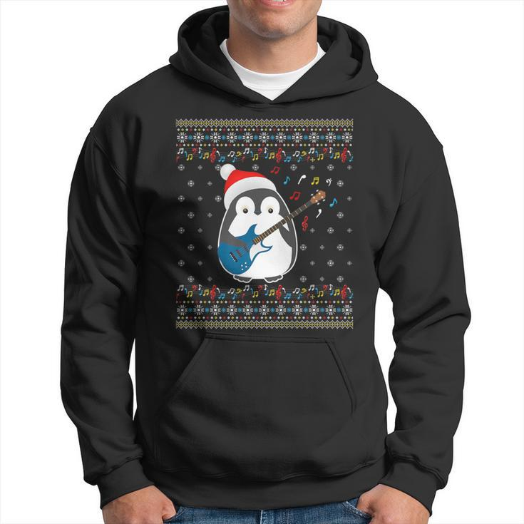 Christmas Ugly Sweater Xmas Family Matching Penguin Guitar Hoodie