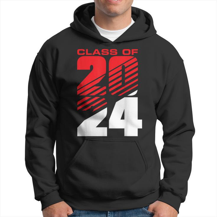 Class Of 2024 High School Senior Graduation Red Sports Style Hoodie