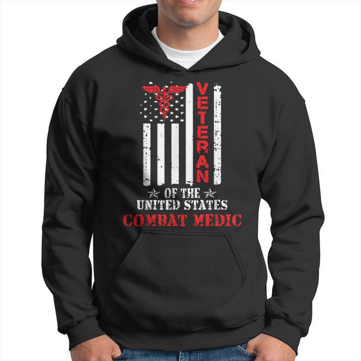 Combat Medic Veteran Patriotic American Flag Army Gift  Hoodie