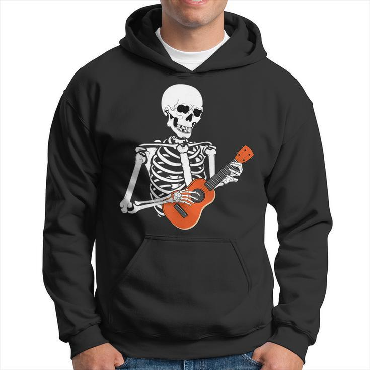 Cool Ukulele Skeleton Playing Guitar Instrument Halloween Hoodie