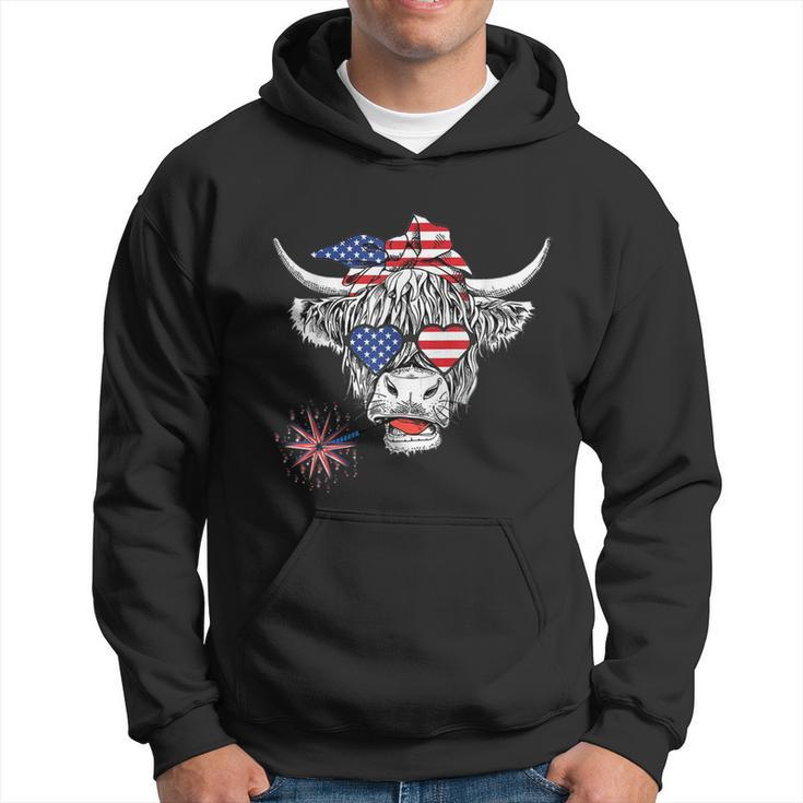 Cow Usa Flag 4Th Of July Patriotic Heifer Highland Cow Lover Hoodie