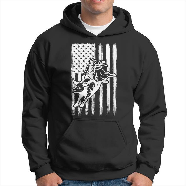 Cowboy Bull Rider - Us American Flag Rodeo Bull Riding  Rodeo Funny Gifts Hoodie
