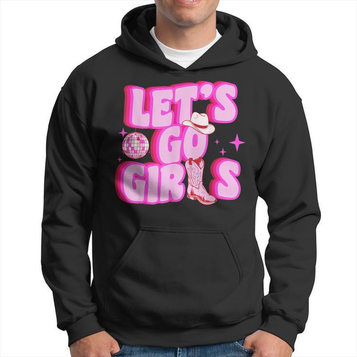Cowgirl  Lets Go Girls Cowgirl Pink Hat Boots Western  Hoodie