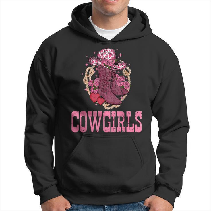 Cowgirls Pink Cowboy Hat Boots Western Cowgirls Rodeo  Rodeo Funny Gifts Hoodie