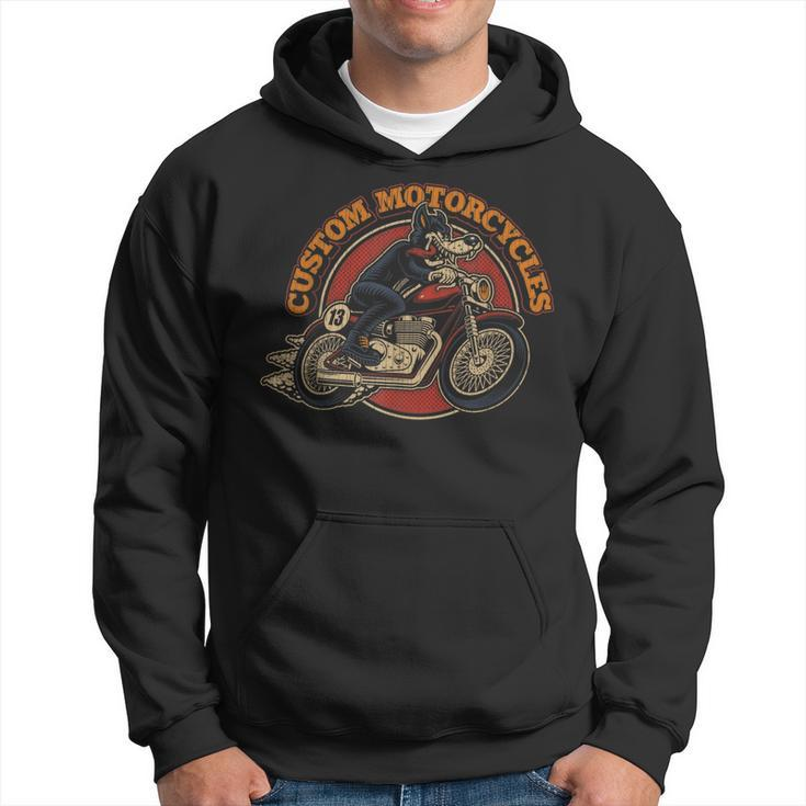 Custom Motorcycles Retro Biker Lowbrow Wolf Rockabilly 50S Hoodie