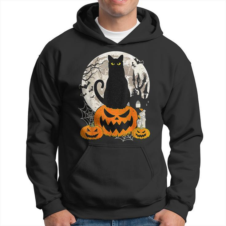 Cute Cat Black On Jack O' Lantern Retro Halloween Costume Hoodie