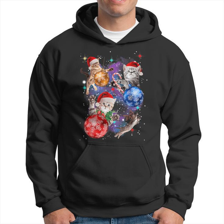 Cute Christmas Cats In Space Ornaments Graphic Hoodie