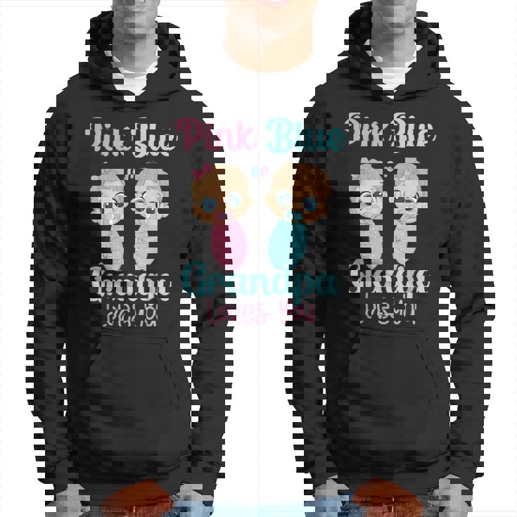 Cute Pink Or Blue Grandpa Loves You - Gender Reveal Party Hoodie