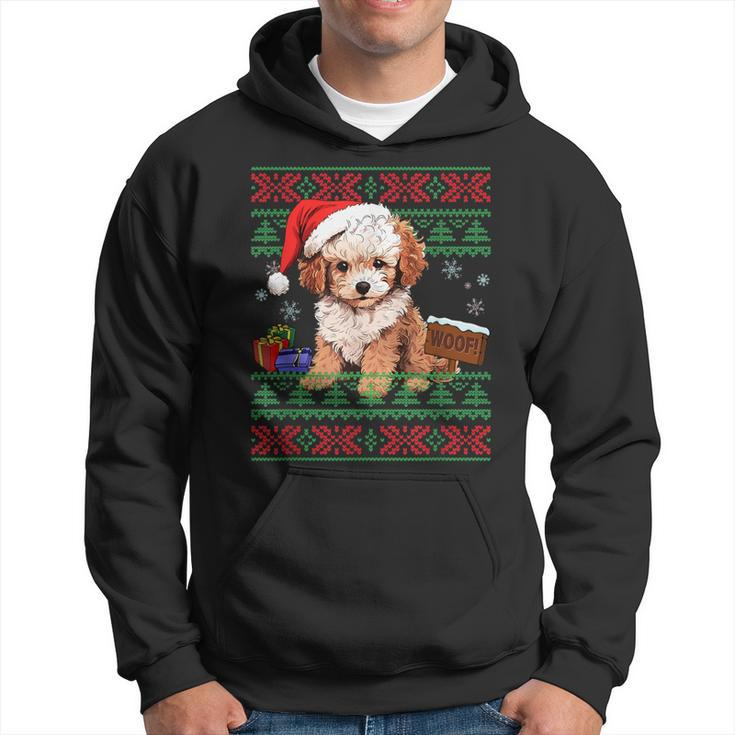 Cute Poodle Dog Lover Santa Hat Ugly Christmas Sweater Hoodie