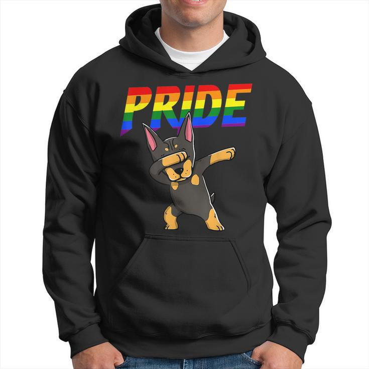 Dabbing Doberman Pinscher Lesbian Gay Lgbt Pride Hoodie