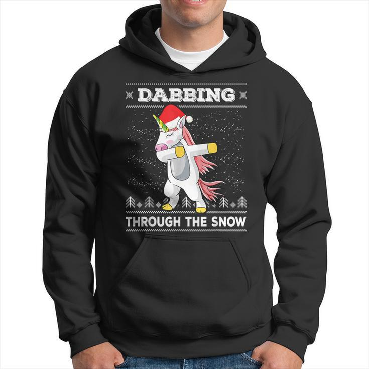 Dabbing Through The Snow Dab Unicorn Ugly Christmas Sweater Hoodie