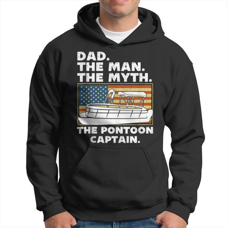 Dad Man Myth Pontoon Captain American Flag Boat Fathers Day  Hoodie