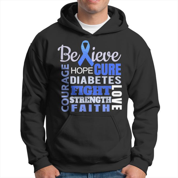Diabetes Awareness T Blue Ribbon Diabetes Word Hoodie