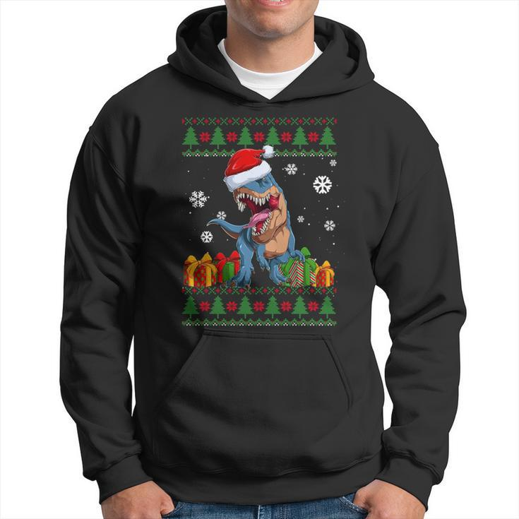 Dinosaur Lovers Dinosaur Santa Hat Ugly Christmas Sweater Hoodie