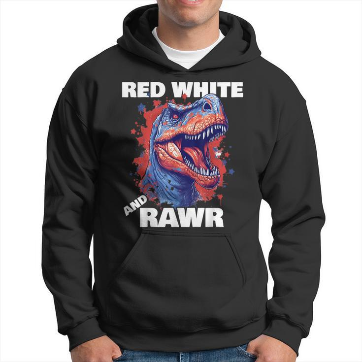 Dinosaur Red White Rawr American Flag 4Th Of July T Rex Boy  Hoodie