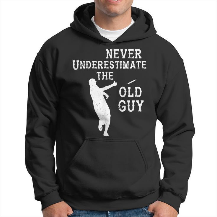 Disc Golf Never Underestimate The Old Guy Frolf Tree Golfing Hoodie