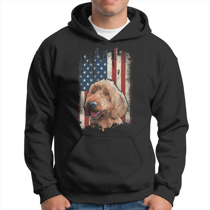 Distressed Goldendoodle American Flag Patriotic Dog Hoodie