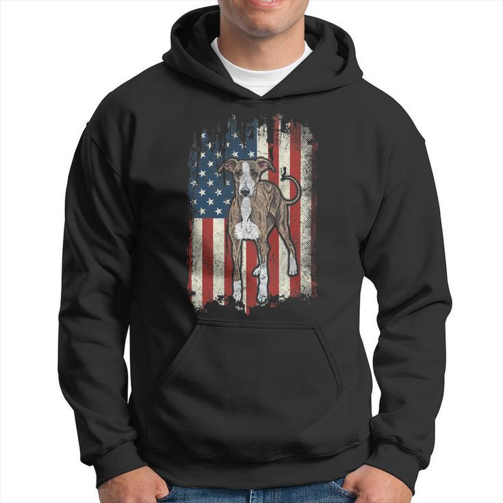 Distressed Greyhound American Flag Patriotic Dog Hoodie