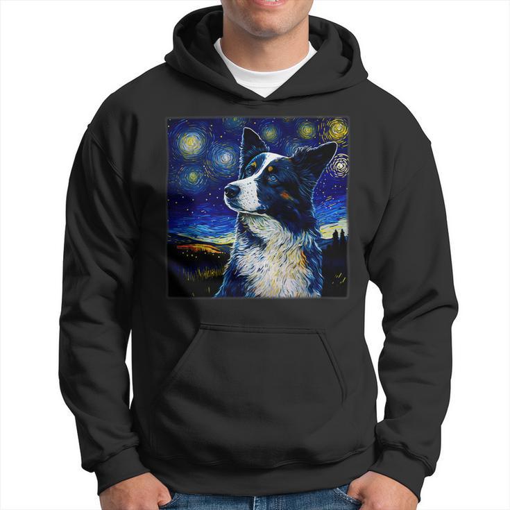 Dog Border Collie Surrealism Starry Night Border Collie Dog 1 Hoodie