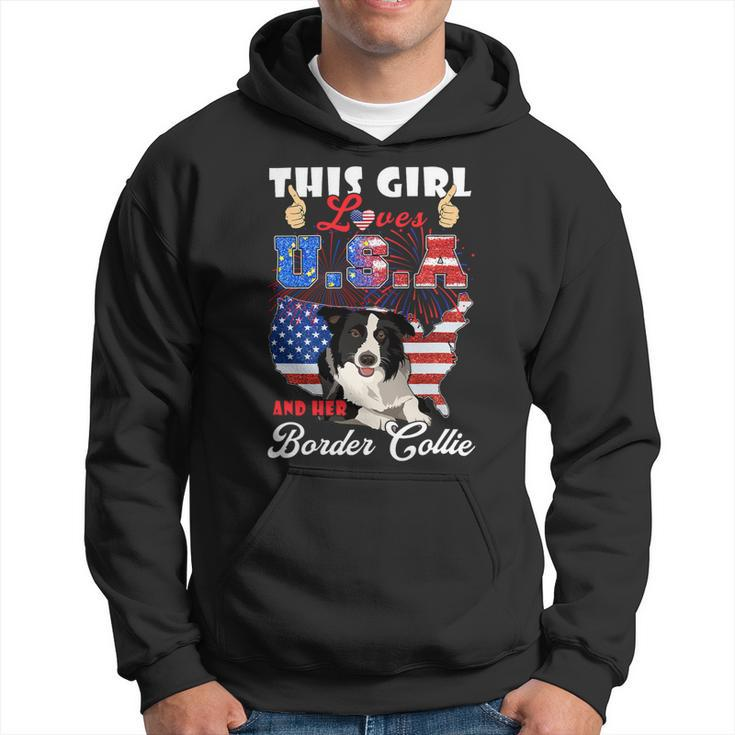 Dog Border Collie This Girl Loves Usa And Her Dog 4Th Of July Border Collie Hoodie