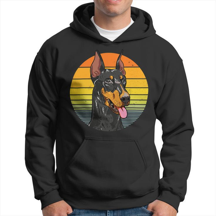 Dog Doberman Friendly Face Doberman Pinscher Retro Vintage Sunset Hoodie