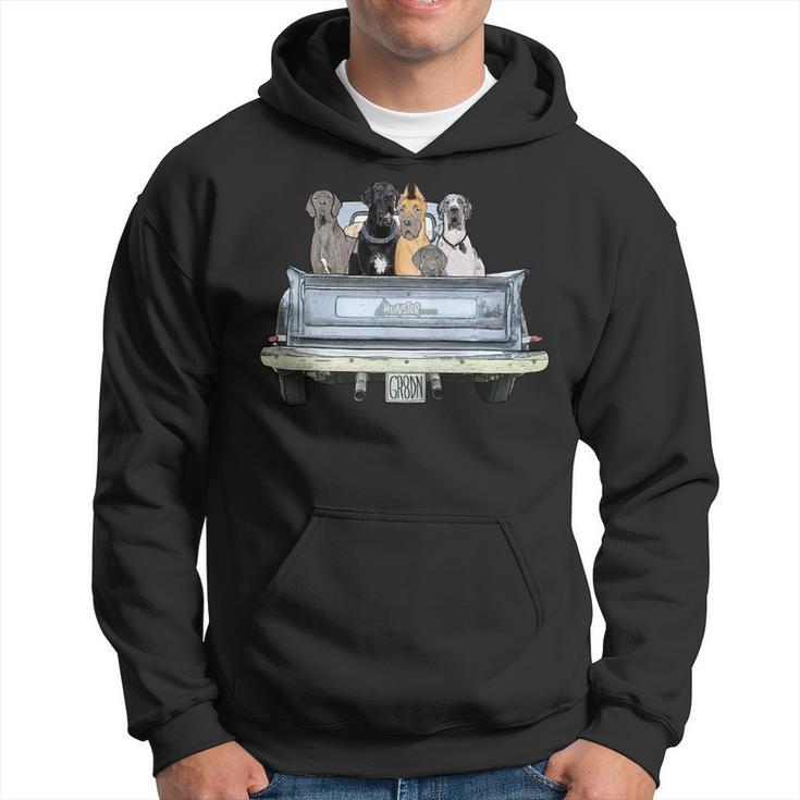 Dog Great Dane Squad Pickup Truck Top For Men - Large Dog Dad Hoodie