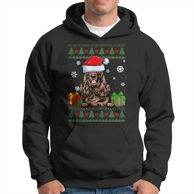 Dog Lovers Cocker Spaniel Santa Hat Ugly Christmas Sweater Hoodie