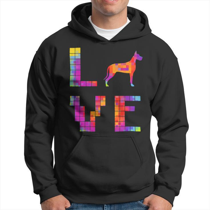 Dog Mom Great Dane Shirts Dog Lover Pixel Art Hoodie