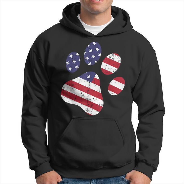 Dog Paw Print American Flag Usa Cute 4Th Of July Fourth Dogs Hoodie