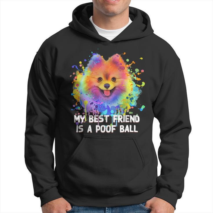 Dog Pomeranian My Best Friend Is A Poof Ball Funny Pomeranian Humor Pom Pom Hoodie