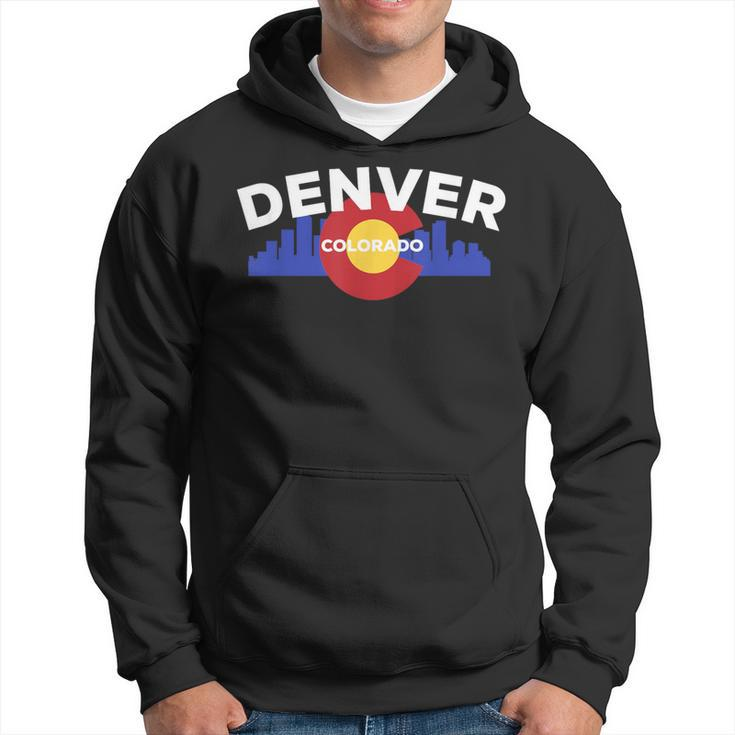 Downtown Denver Colorado Flag Skyline Hoodie