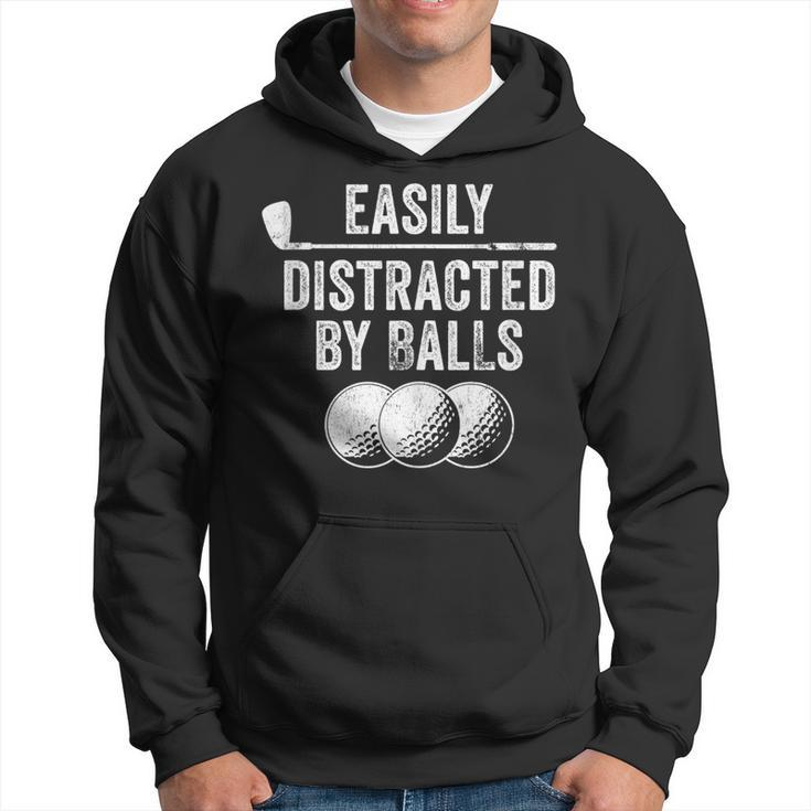 Easily Distracted By Balls Golf Ball Putt Vintage Funny Golf  Hoodie