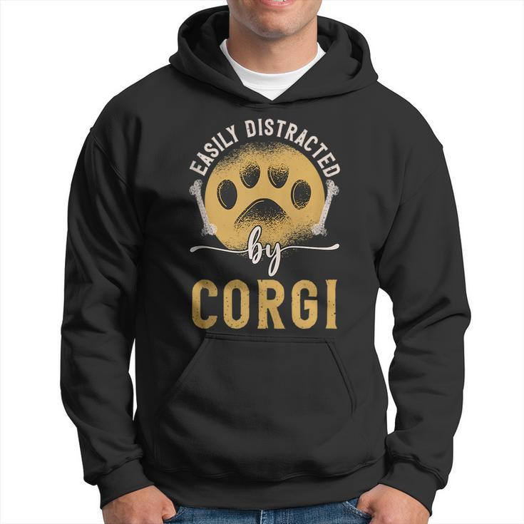 Easily Distracted By Corgi Dog Lover Novelty Puns Hoodie
