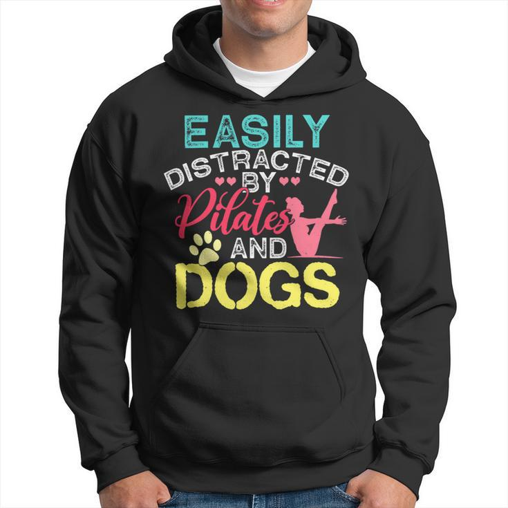 Easily Distracted By Pilates Dogs Fitness Coach Workout Hoodie