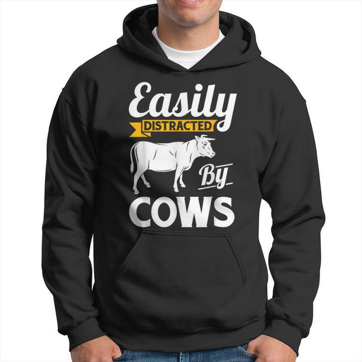 Easily Distracted By Cows Cow Famers Hoodie