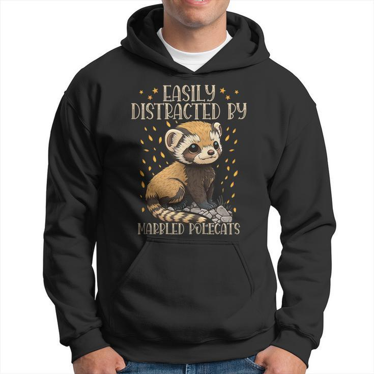 Easily Distracted By Marbled Polecats Cute European Mammal Hoodie