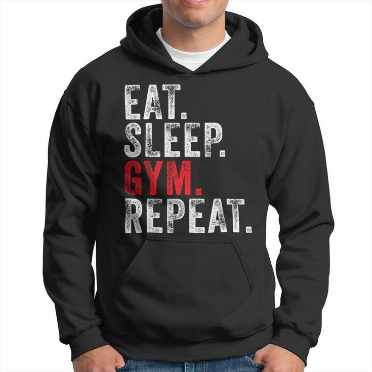 Eat Sleep Gym Repeat Funny Workout Train Vintage Distressed Hoodie