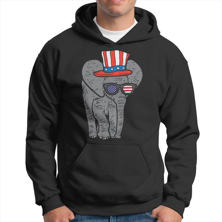 Elephant American Flag Usa 4Th Of July Fourth Patriot Animal Hoodie