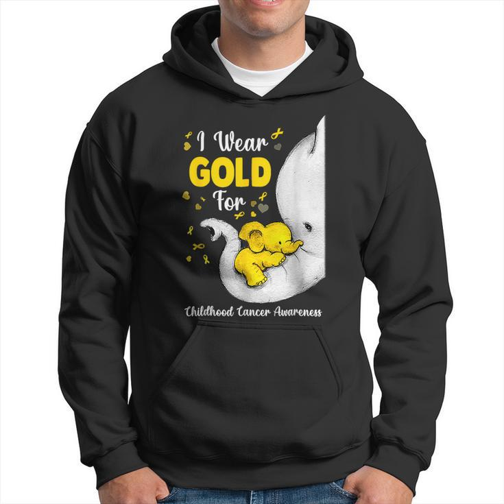 Elephant I Wear Gold Ribbon For Childhood Cancer Awareness Hoodie
