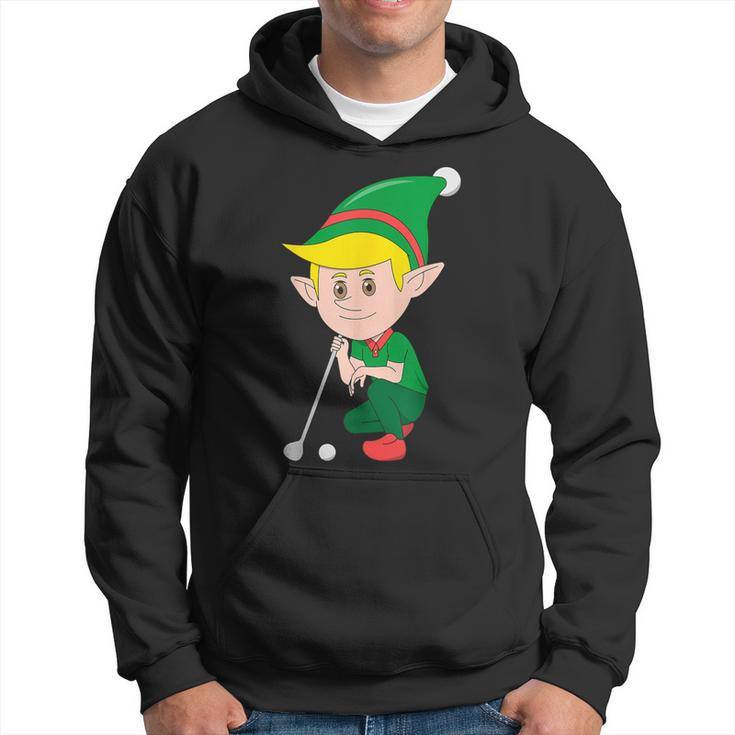 Elf Playing Golf Christmas Sport X-Mas Pajama Party Golfer Hoodie