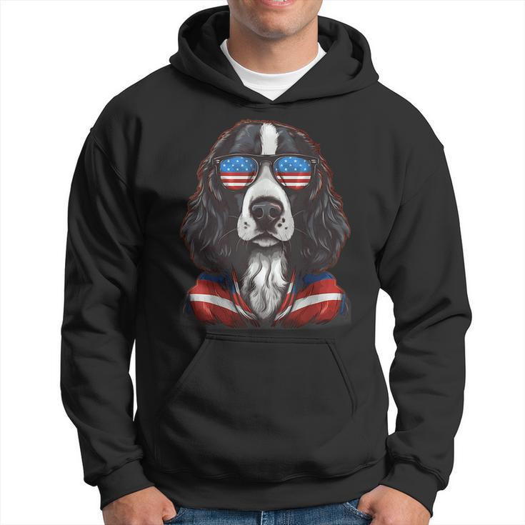 English Springer Spaniel American Flag Us  4Th July Gifts  Hoodie