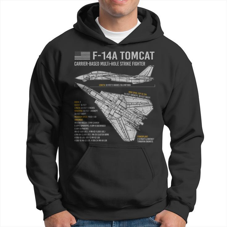 F14 Tomcat F14 Aircraft Airplane Blueprint Facts Hoodie