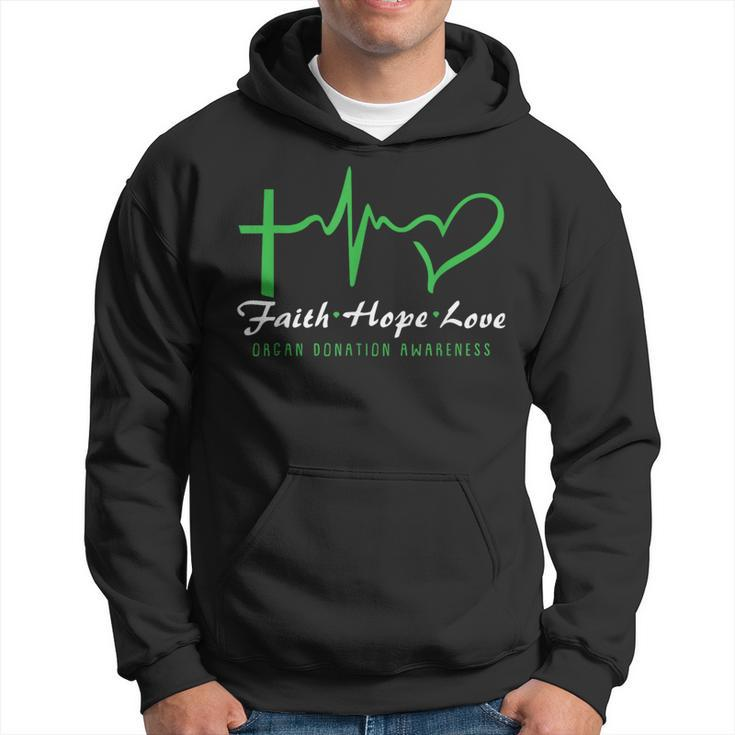 Faith Hope Love Organ Donation Awareness Green Ribbon Donor  Hoodie