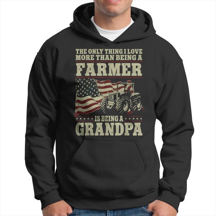 Farming Farmer Grandpa Vintage Tractor American Flag The  Hoodie