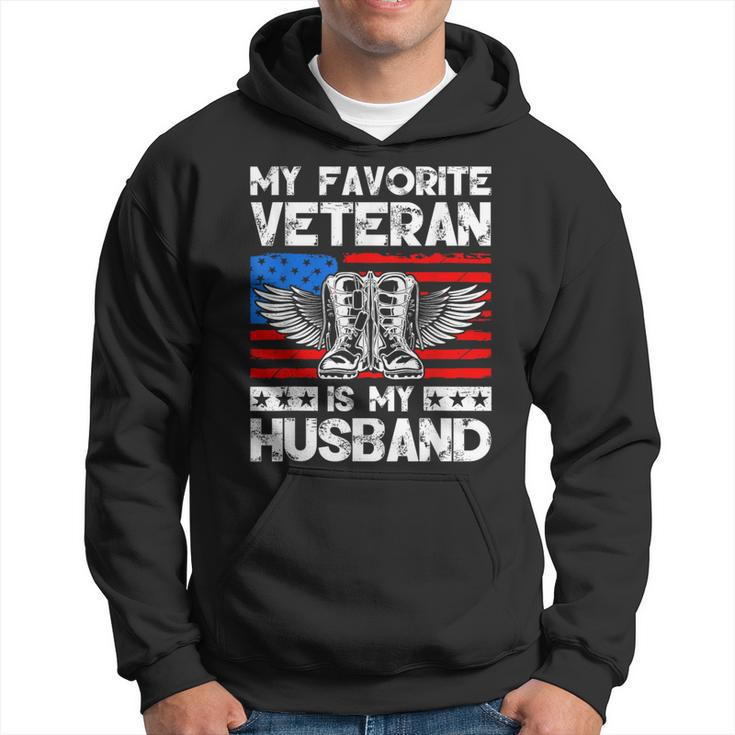 My Favorite Veteran Is My Husband American Us Flag Hoodie