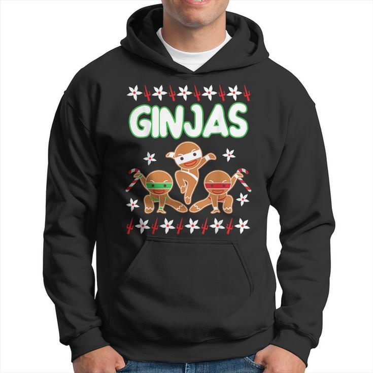 Fighting Ginjas Gingerbread Man Ugly Christmas Sweater Hoodie