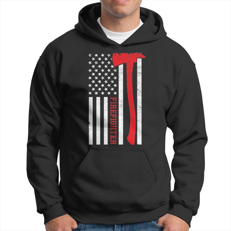 Fireman Red Line Firefighter Usa Pride Flag Father Gift Idea   Hoodie