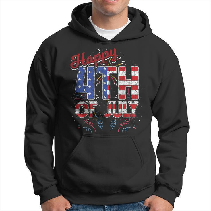Fireworks Happy 4Th Of July Us Flag American 4Th Of July Hoodie