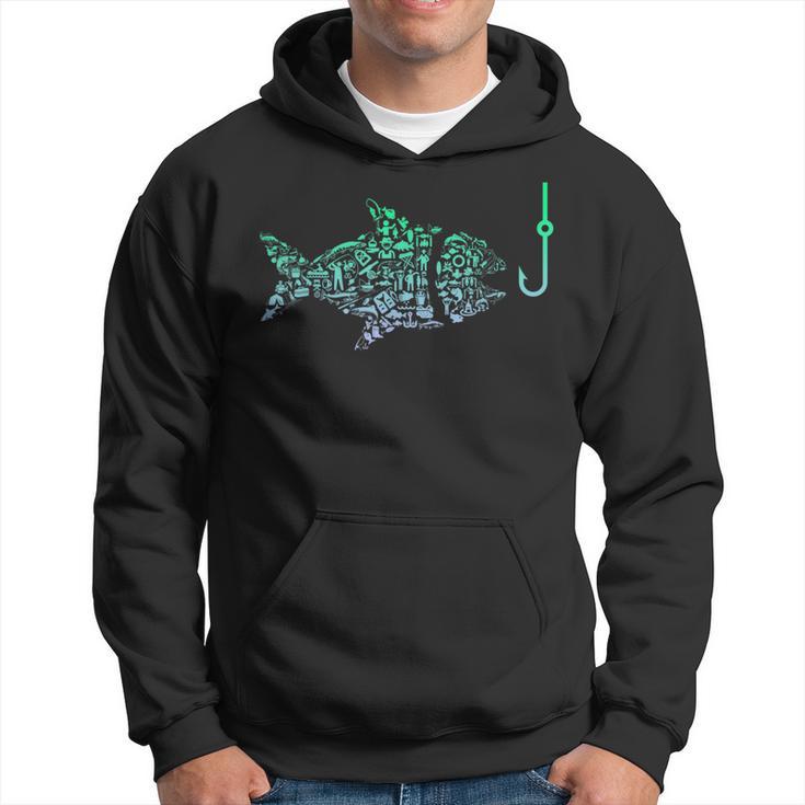 Fishing Icon  For Fisherman | Fish Hook Boys Fishing  Hoodie