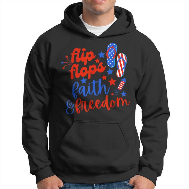 Flip Flops Faith And Freedom Fireworks 4Th Of July Us Flag  Hoodie
